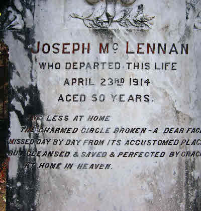 Photo of headstones/Joseph McLennan d1914 hdstn 50yrs